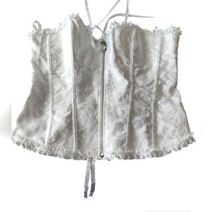 White Zip front Lace up Corset Size XL
